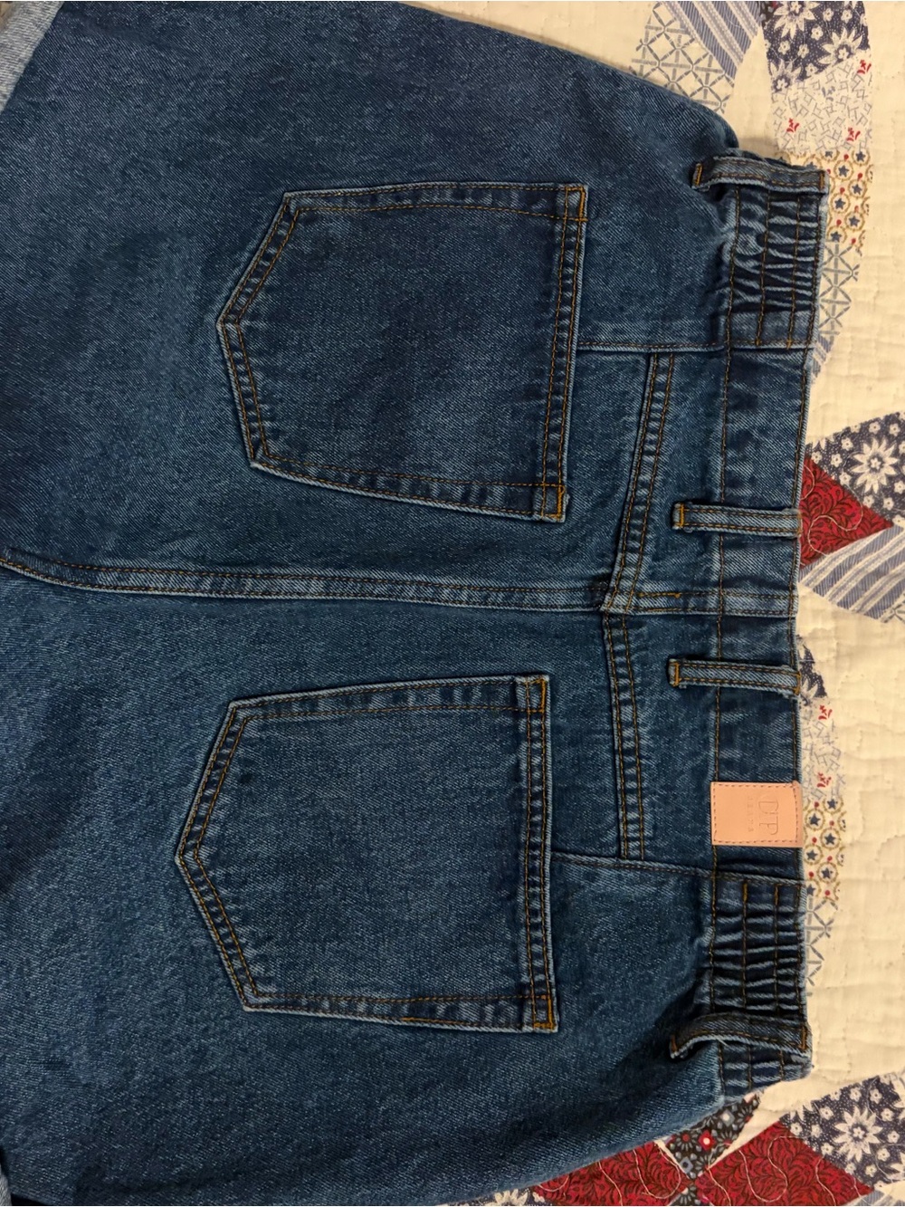 High-Rise Classic Blue Denim Jean Shorts with Elastic Waistband